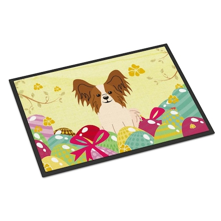 Carolines Treasures 24 x 36 in. Easter Eggs Papillon Red White Indoor or Outdoor Mat BB6078JMAT